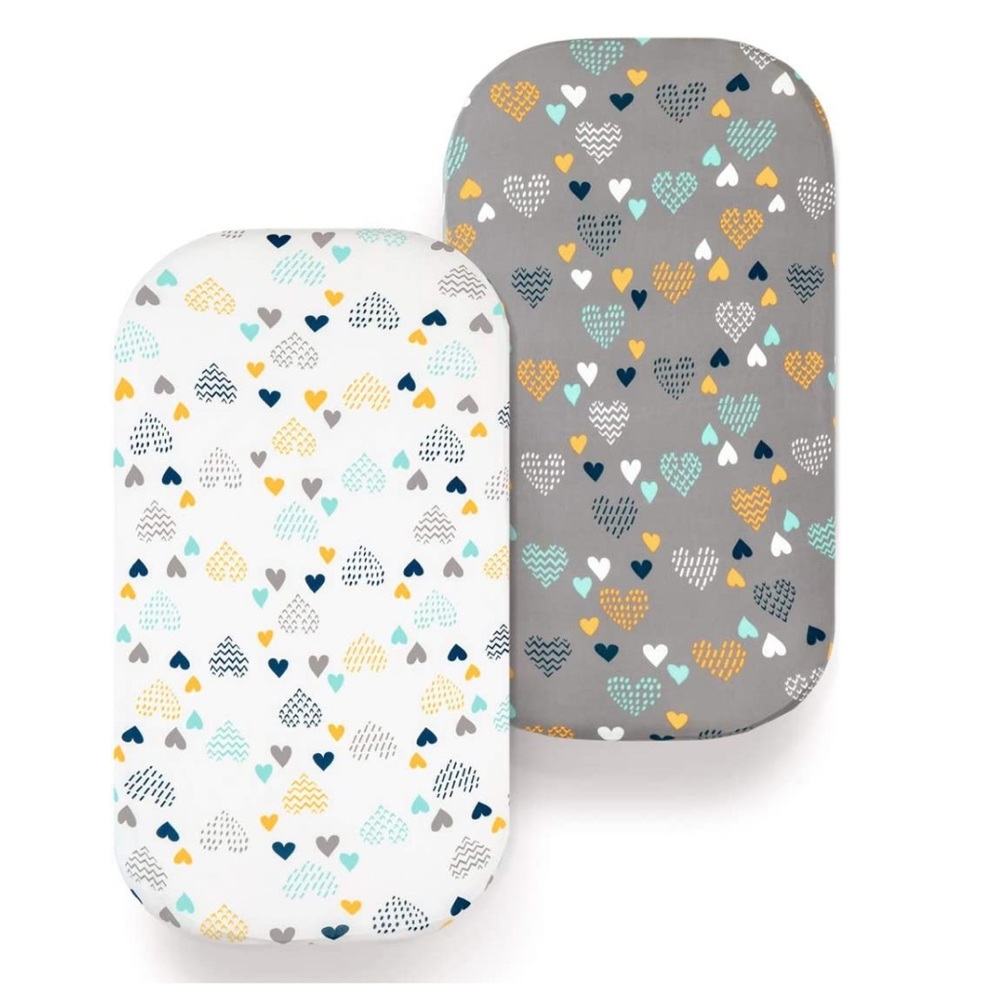 Baby Bassinet Sheet Set Stretchy Craddle Sheets Bassinet Pads/Mattress Hearts